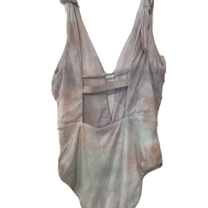 Soluna Tie Dye Ribbed Plunging One Piece Swimsuit Large