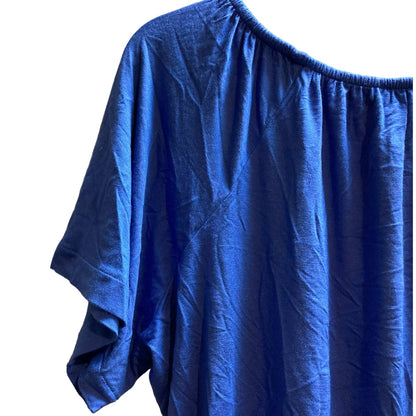 Chelsea & Theodore Top large Marine Blue NEW Peasant Boho Raglan Short Sleeve