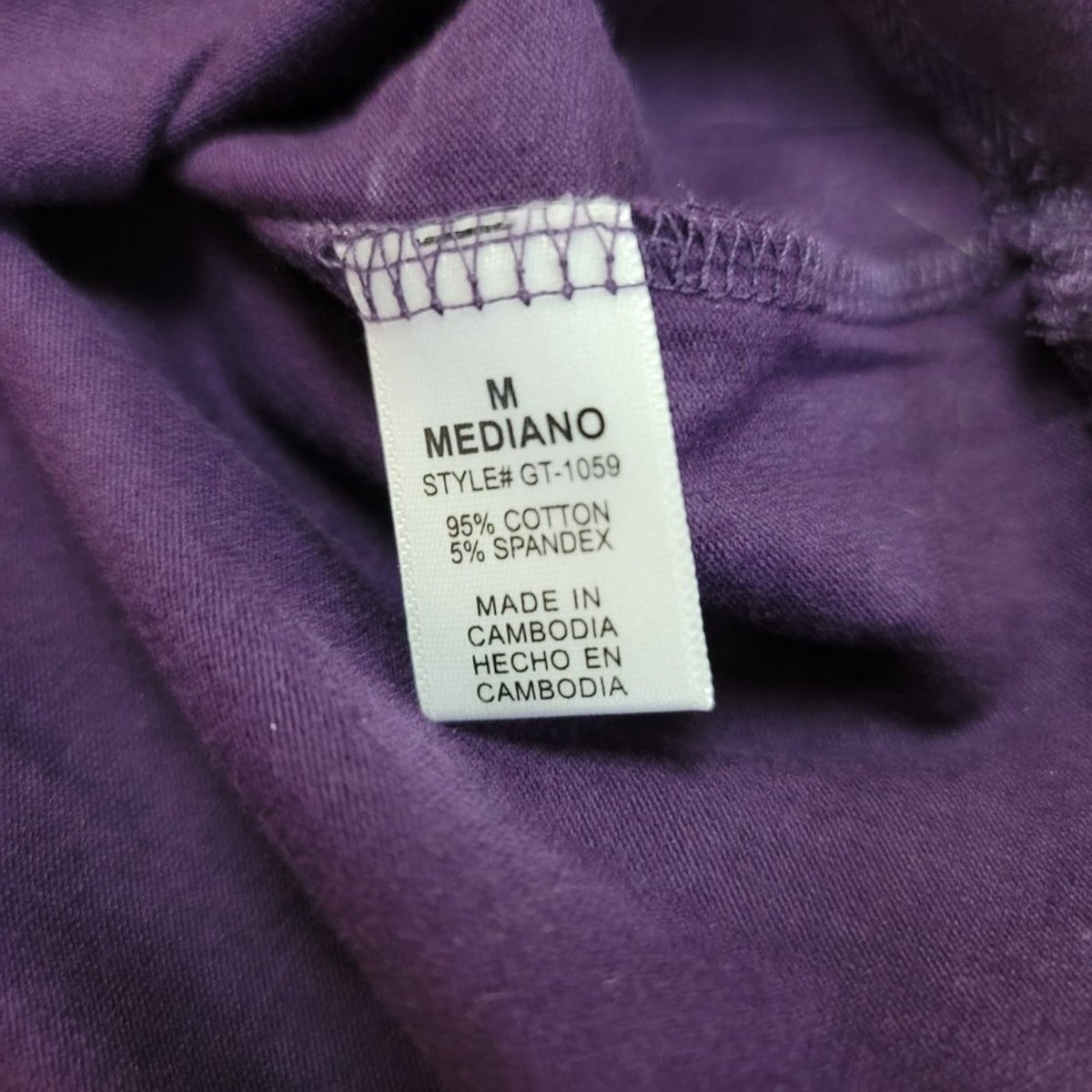 Zenana Outfitters Long Sleeve Turtle Neck Top Shirt Stretch Cotton Purple Medium