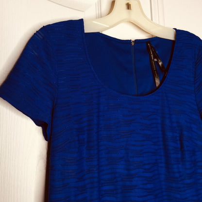 Marc New York Andrew Marc Short Sleeve A-Line Texture Knit Jacquard Dress MEDIUM