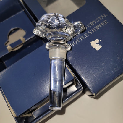 Towle Austria Full Lead Crystal TURTLE Wine Bottle Decanter Stopper flared NIB