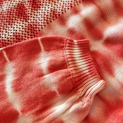 Belldini Tie Dyed Open Weave Pullover Sweater Top Size Small Terra Cotta NWT