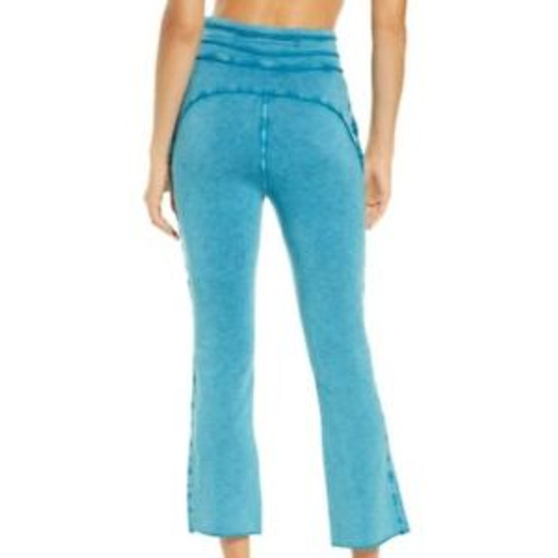 FP Movement Cropped Pants Size Small Blue Drawstring Wasit Pockets Joggers
