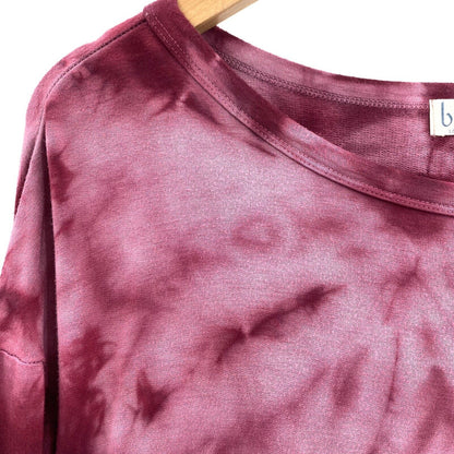 Baea Tie Dyed Flowy Soft Stretchy Peplum Babydoll Top Sz Large in Plum NWT