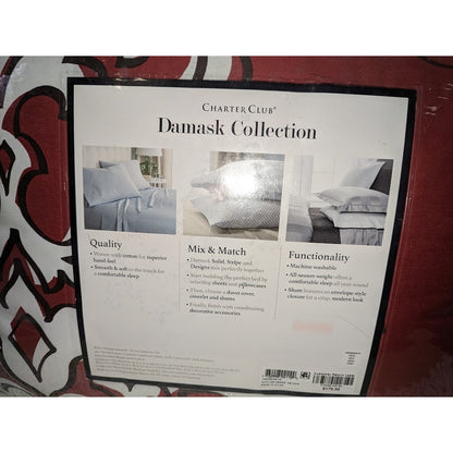 NEW CHARTER CLUB DAMASK RED OUTLINE TWIN 2 PIECE COMFORTER SET BEDDING 300TC