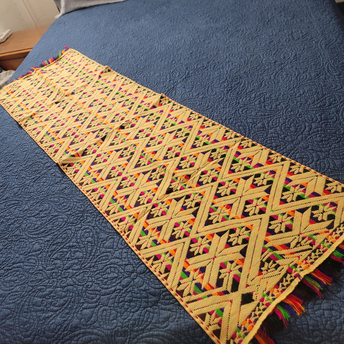 Handmade Multicolor Table Bed Console Dresser Runner Embroidery Geometric Linens