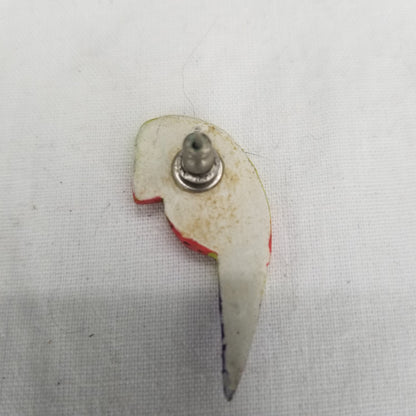 Vintage Wooden Green Parrot Post lapel pin tack Costume Jewelry exotic bird