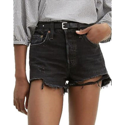 Levi's 501 Women Original Denim High Rise Shorts Button Fly Size 33 in Black NWT