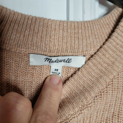 Madewell Patch Pocket Pullover Knit Sweater Long Sleeve Crew Neck Ribbed Cuff 3X