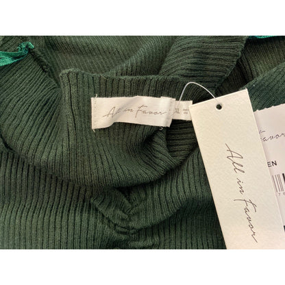 All In Favor V-Neck Blouson Sleeve Pullover Top Size XL/Extra Large in Green NWT