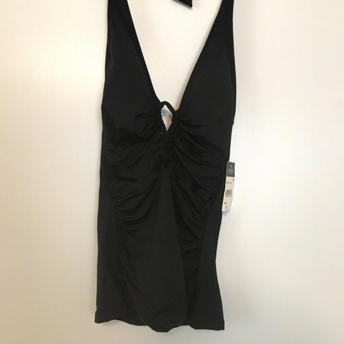Ralph Lauren NEW Halter Front Keyhole Swimsuit Tankini Solid Black Size 4