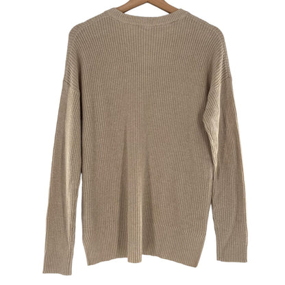 Madewell Thompson Pocket Pullover Sweater Medium Heather Fawn NEW Crew High Low