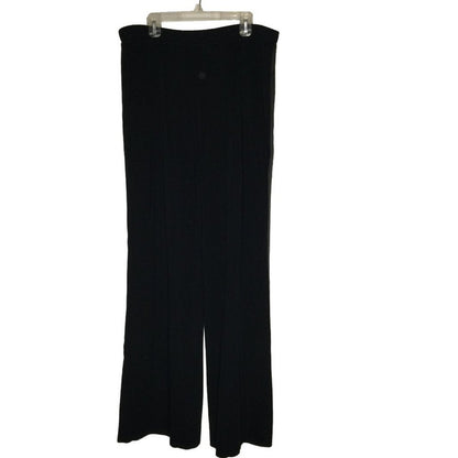 Garfield & Marks Tuxedo Stripe Wide Leg Dress Pant Elastic Waist Black Large
