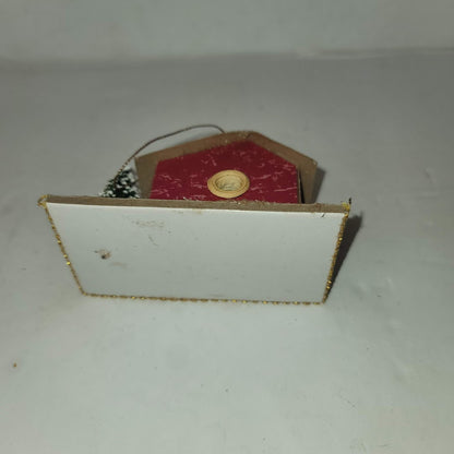 Vintage Christmas Putz house Cardboard Mica Red House with tree Ornament