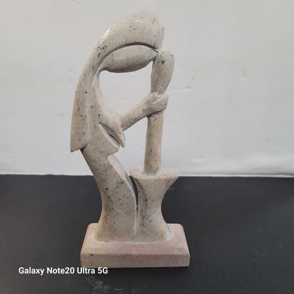 Soapstone Goiania Brazil Statue Handcarved Woman Churn Mortar Pestle