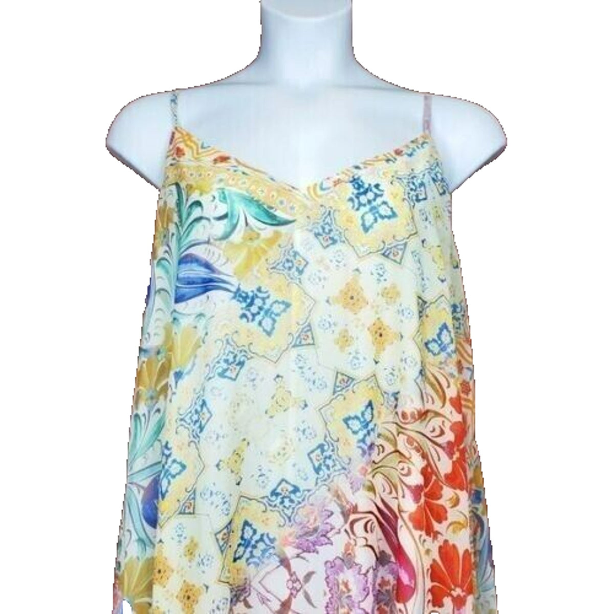 City Chic Print Chiffon Handkerchief Hem Dress Sz 14 Mulitcolor NWT Flowy SUMMER