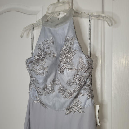 Chi Chi London formal Floral Embroidered high Neck Halter Dress Keyhole Size 10