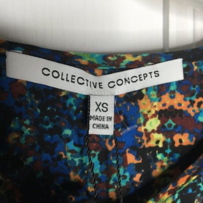 Collective Concepts Button Front Shirt Dress Belted Long Sleeve Multicolor Sz XS