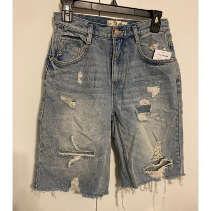 We The Free Denim Bermuda Jean Shorts Size 24 US/2 UK East End Dusk Blue NWT