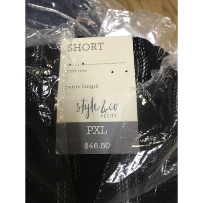 Style Co women's Petite Striped Linen-Blend Shorts Flat Front Navy Stripe PXL