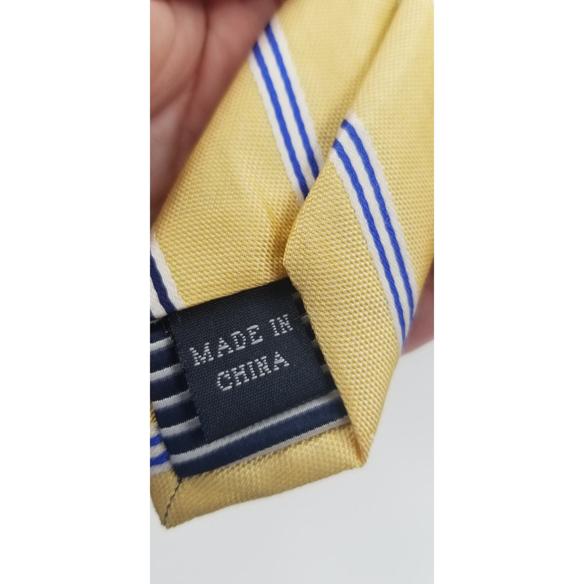 Nautica Mens wide Vintage Neck Tie Yellow Gold Blue Striped 60"