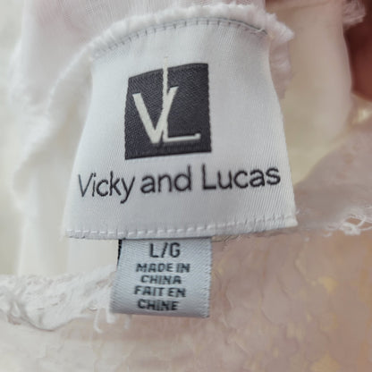 Vicky & Lucas Sleeveless Square Neck Backless Maxi Dress Lace Front White Large