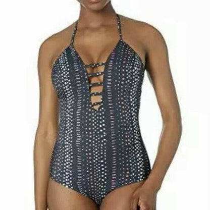 Rachel Roy Halter Spotted Padded One Piece Swim Size Small