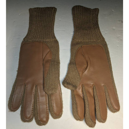 Vintage Two Tone Acrylic Knit Driving Gloves Vinyl Palmed Women's One Size 1980s