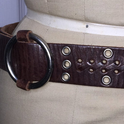 A & F Genuine Leather Size Medium  Eyelets Belt Brass Round Buckle