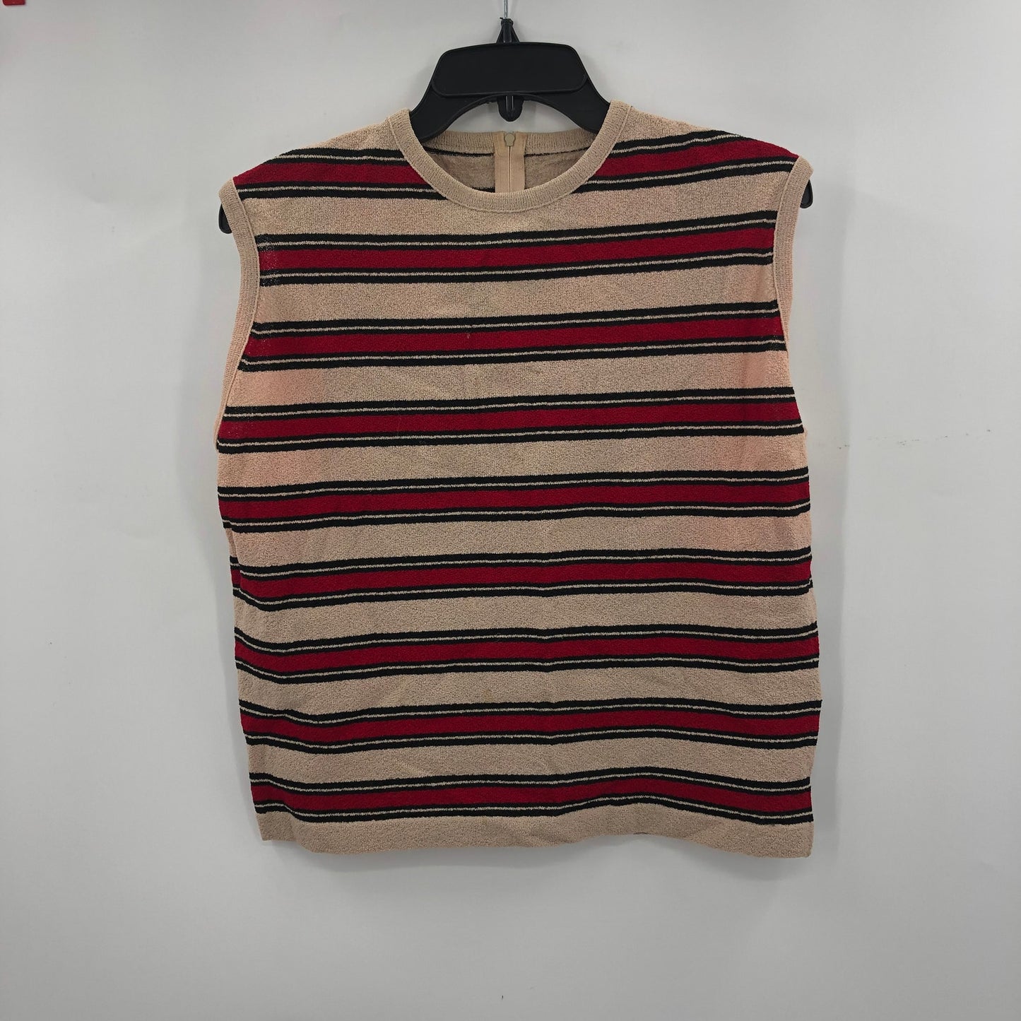 Vintage Talbott Tarafast 2 Pc Cardigan set Knit Sweater 3/4 Sleeves Red Tan 38