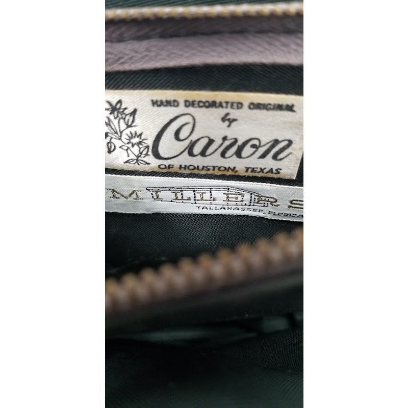 Caron Vintage Houston Texas Hand Bag purse Florals Top handle Beaded  Tapestry