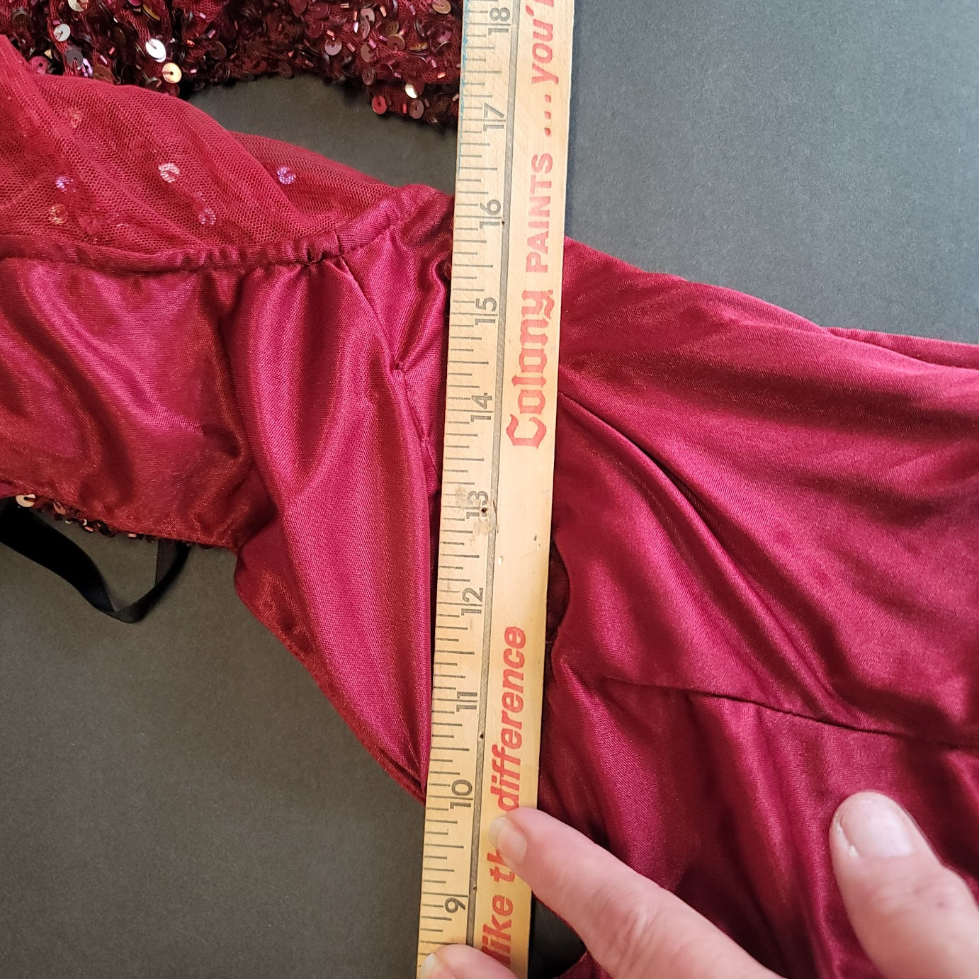 Mac Duggal Sequin Maxi Gown Dress Front slit long sleeve Evening Wine Back Zip
