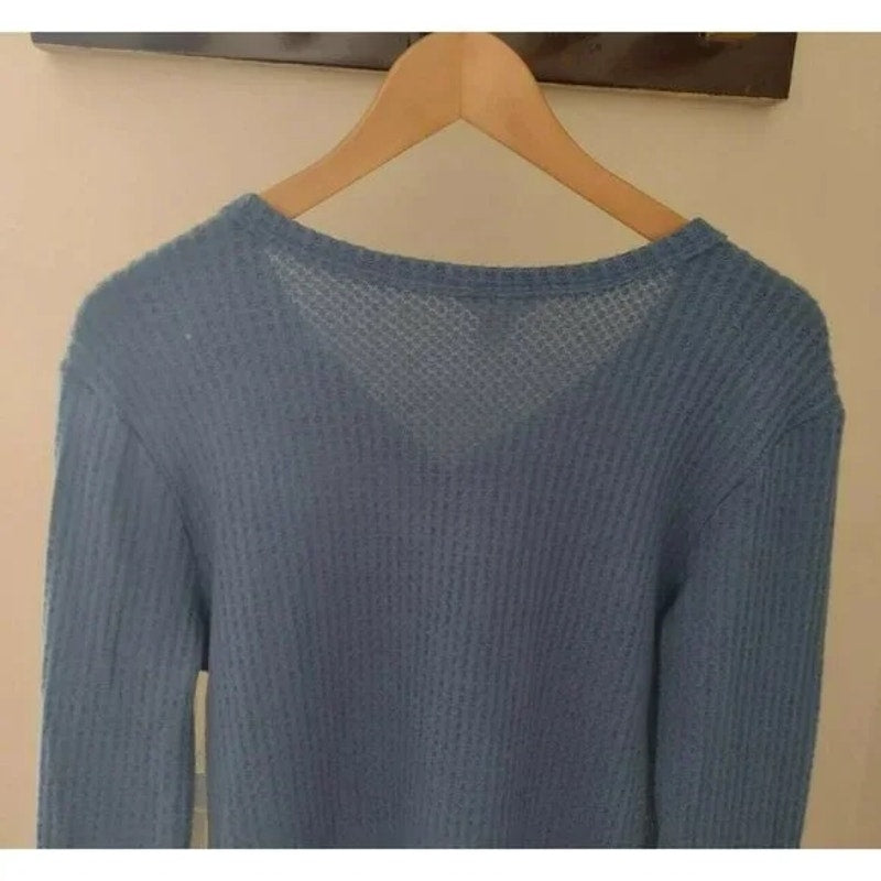 Caslon Women's High Cuff Henley XS Blue Ensign NWT Thermal Inside Out Seams