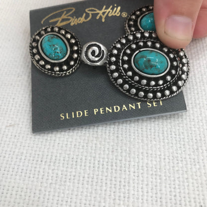 Birch Hill Concha Jewelry Earrings / slide Pendant 3 pc. Turquoise Color Western
