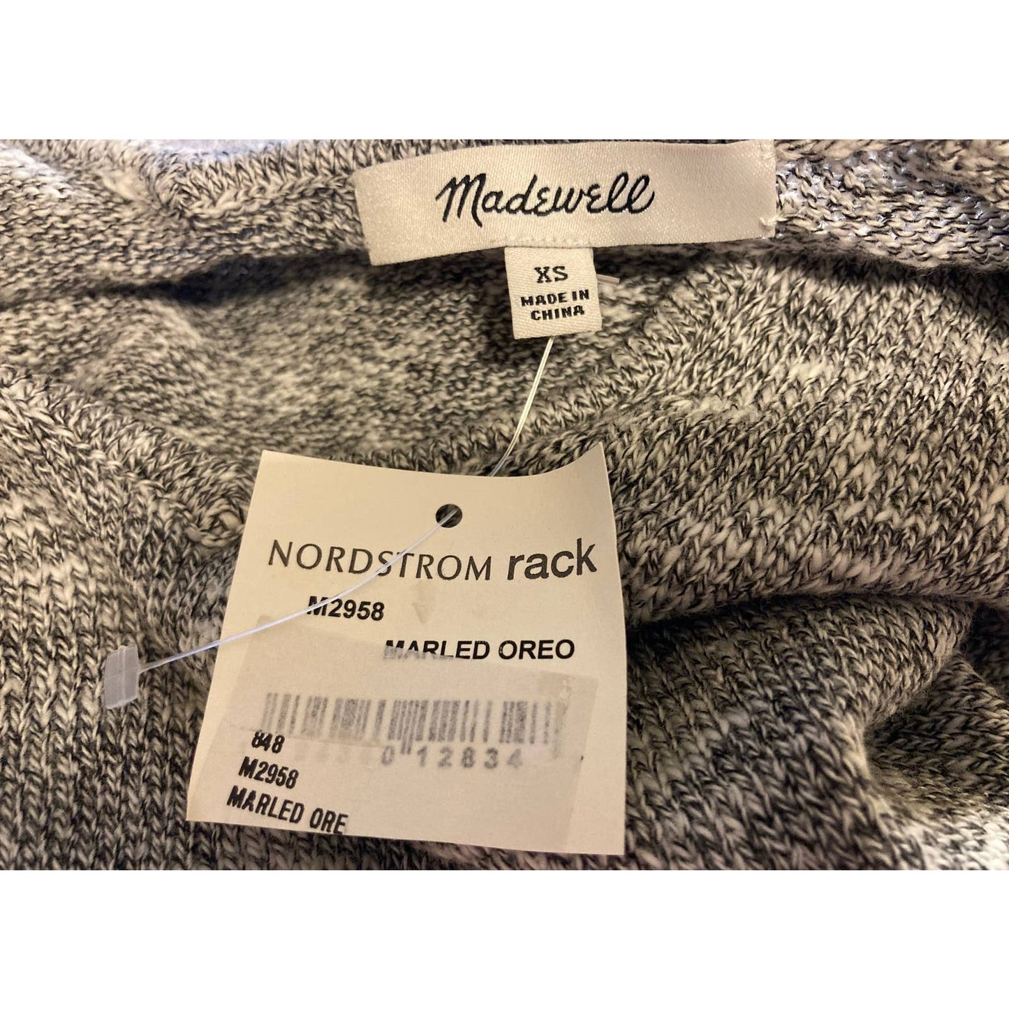 Madewell Ellendale Sleeveless V-Neck Pullover Top XS/Extra Small Marled Oreo NWT