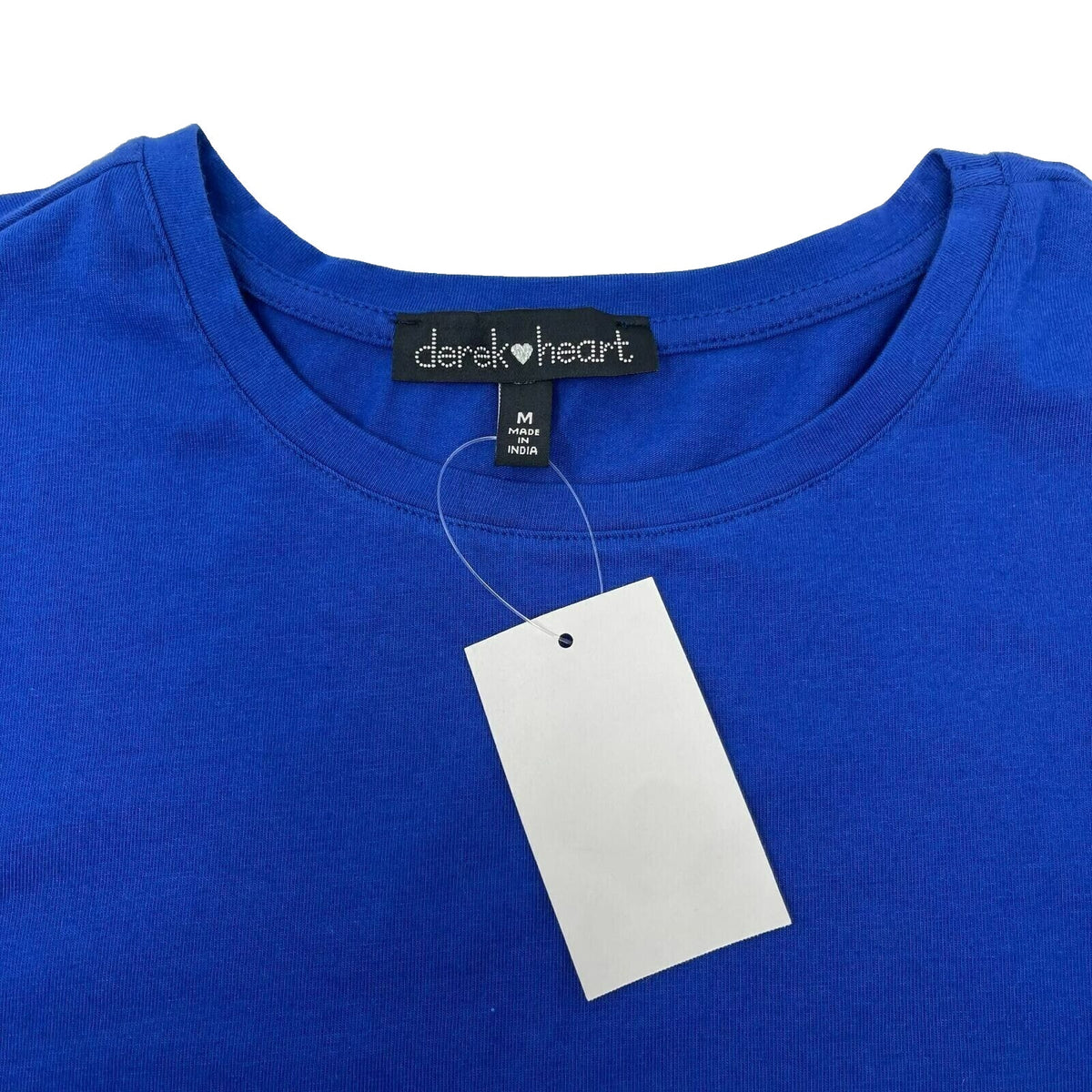 Derek Heart Puff Short Sleeve Fitted Top Sz Medium Surf the Web Blue NWT