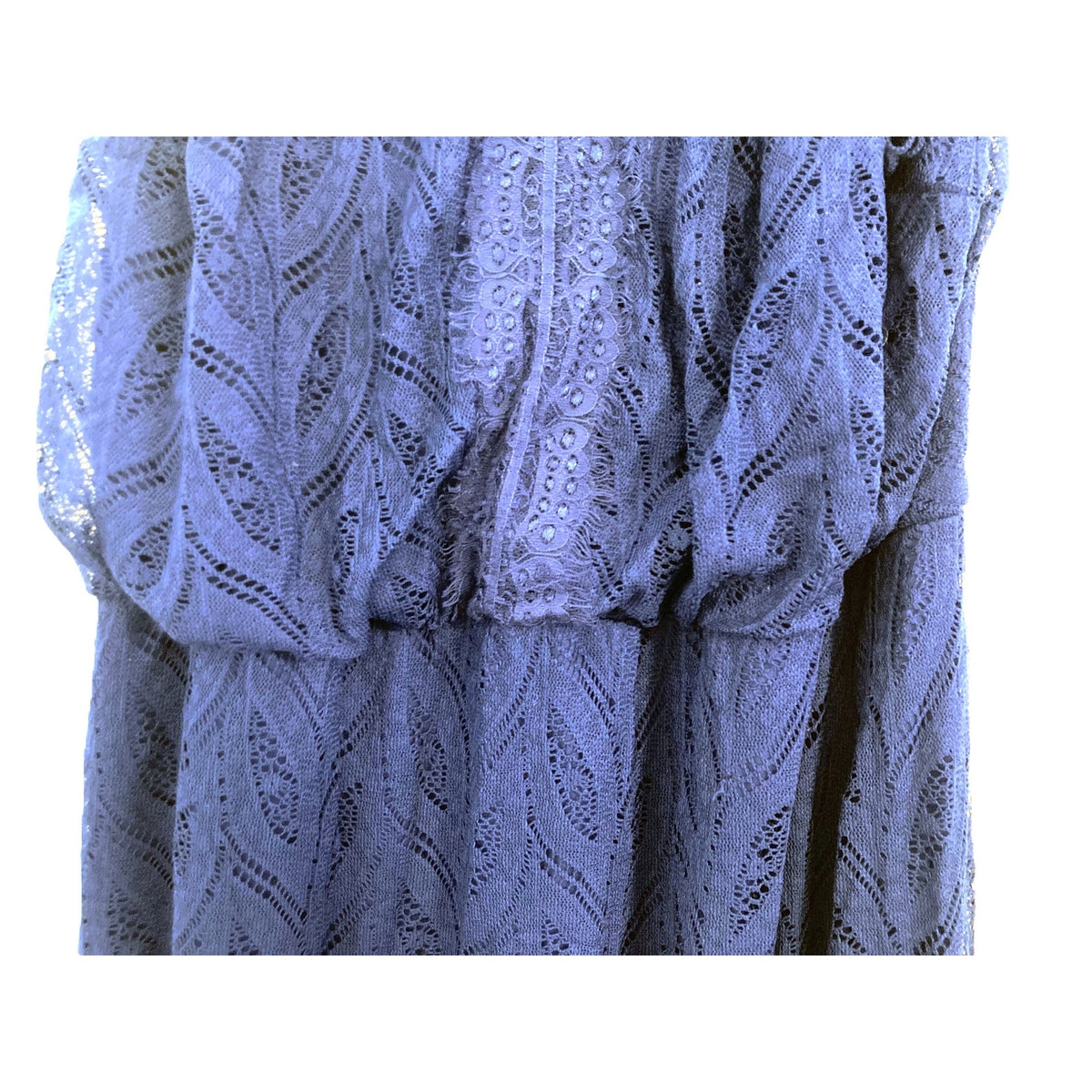 Sleeveless Peplum Waist Lace Overlay Maxi Dress Sz XL/Extra Large Blue