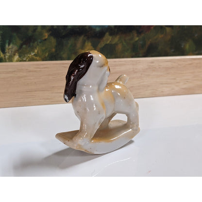 Vintage Lady Tramp Cocker Spaniel Dog Ceramic Rocking Horse Knick Knack JAPAN