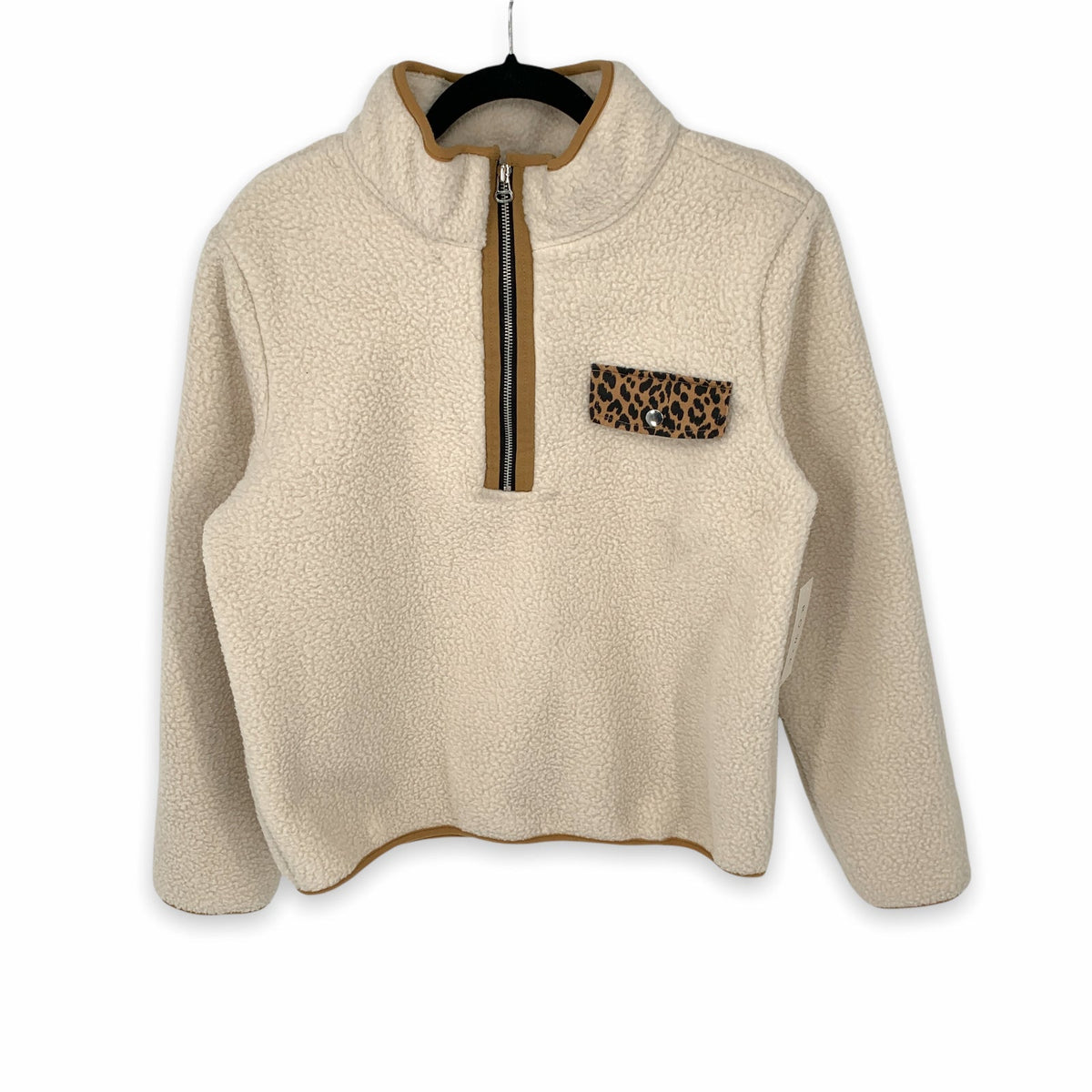 Row A Lyla Leopard Print Quarter Zip Pullover Sweatshirt Fleece Size Small