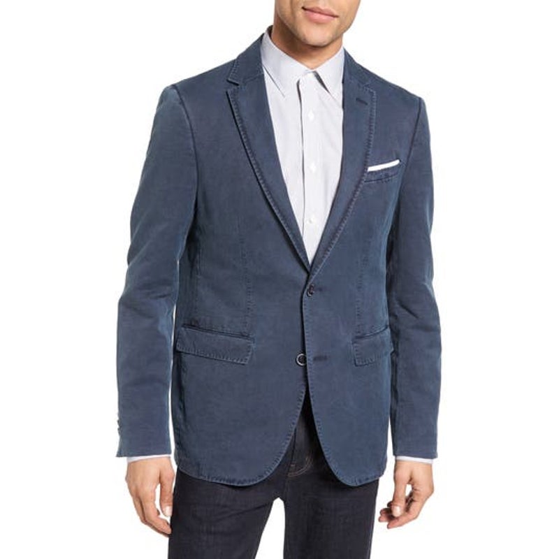 Sand Jean Saron Style Cotton Linen Blue Blazer Size 52 Regular Coat Jacket NEW