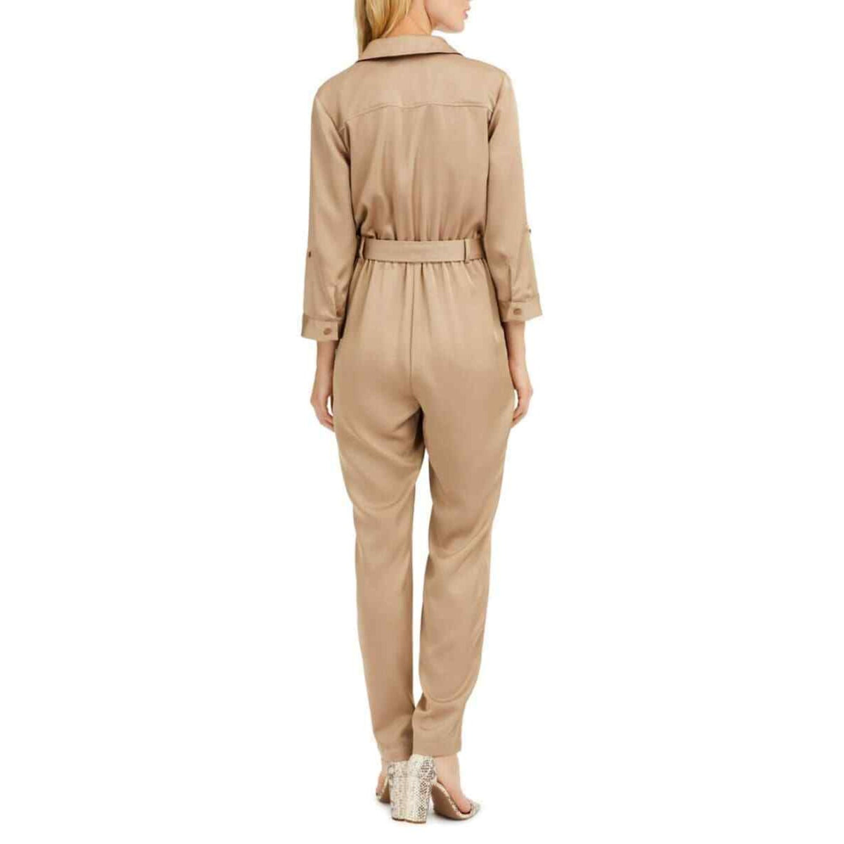 INC International Concepts Petite Button-Front Jumpsuit Long Sleeve Tan Size 20W