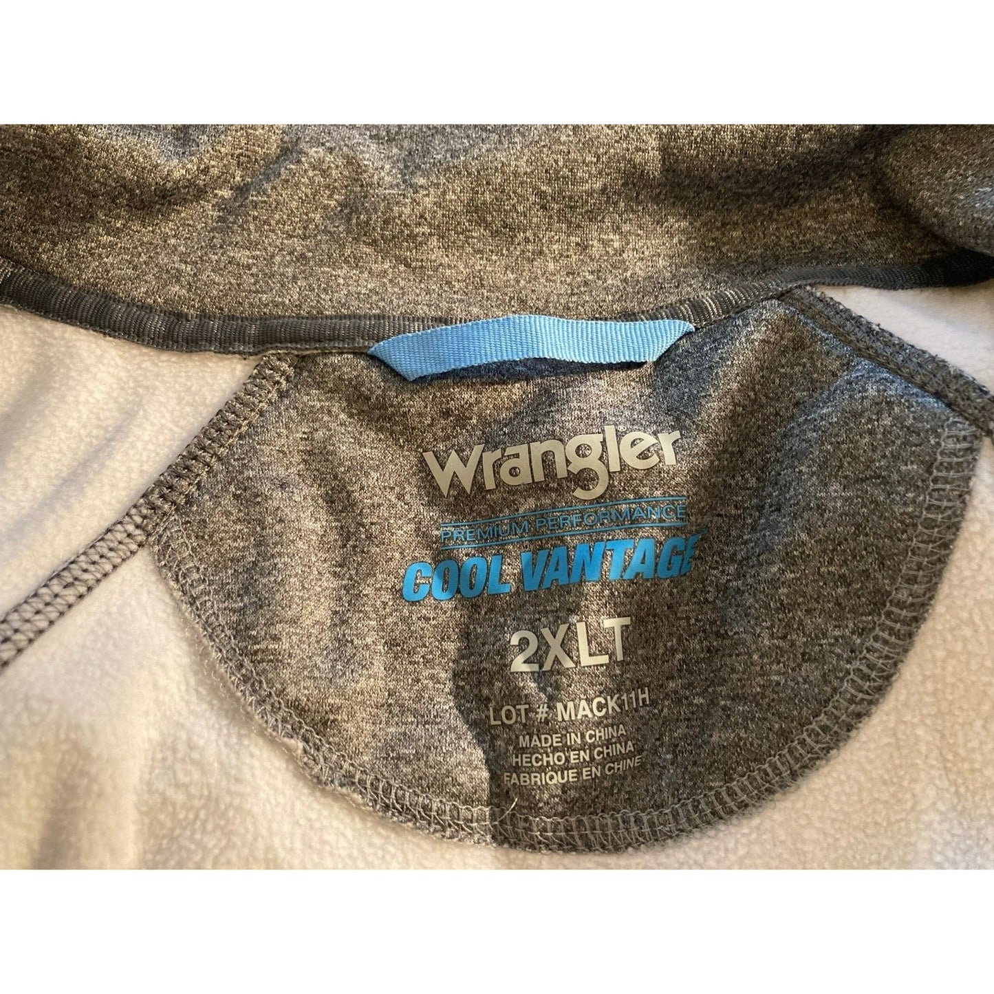 Wranger Mens Premium Performance Cool Vantage Half Zip Pullover 2XLT Gray NWT