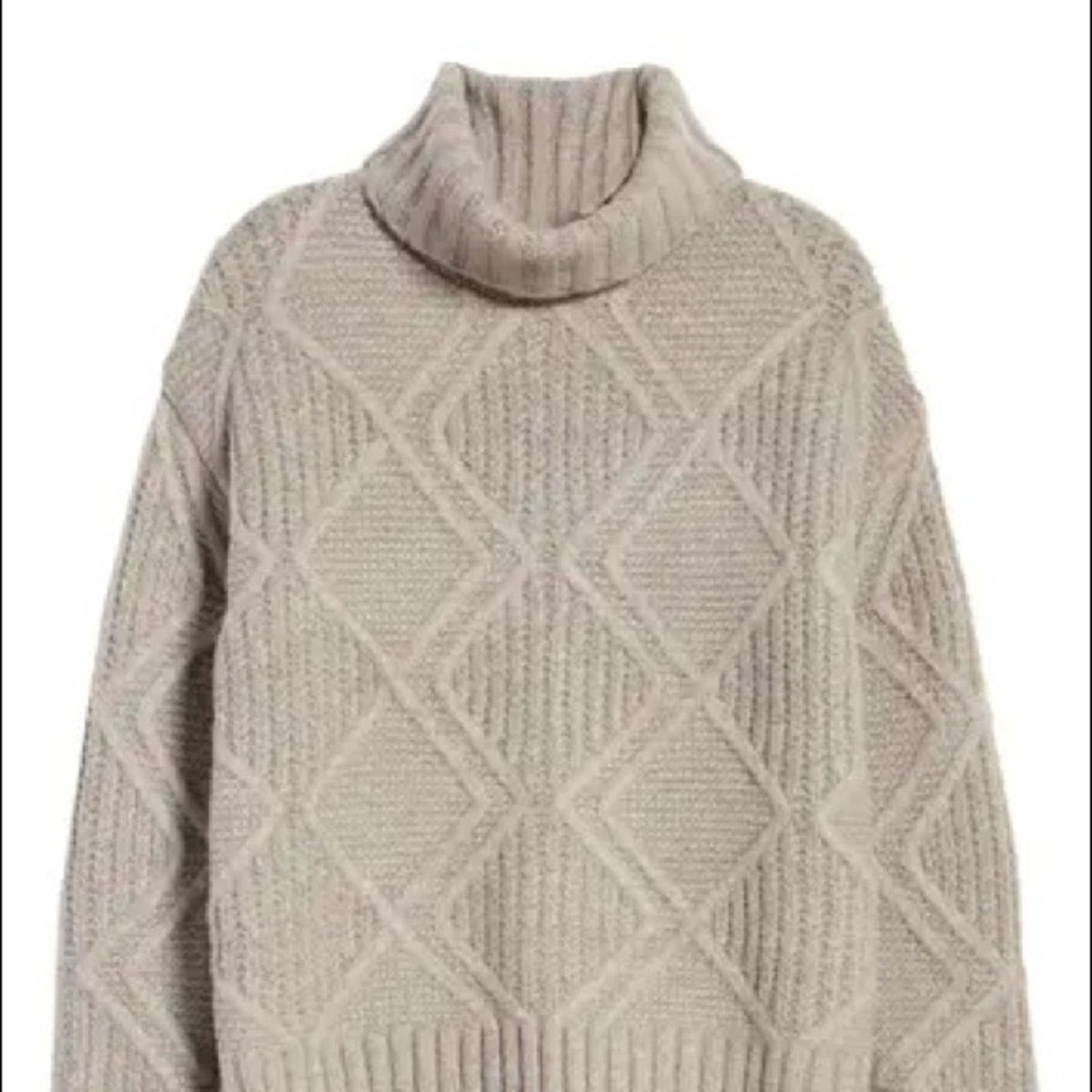 Caslon NWT Taupe Chunky Cable Knit Turtleneck Sweater Size XLarge