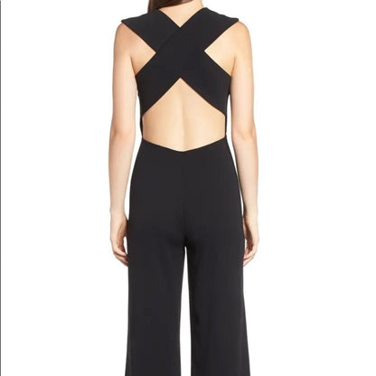 Soprano NEW Black Cross Back Jumpsuit Size Medium