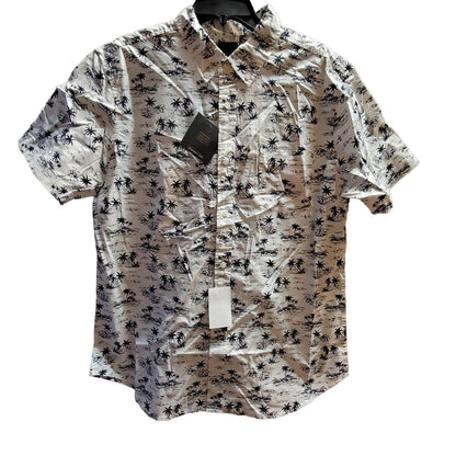14th & Union SMALL button Down Shirt Palm Blue white short sleeve NAVY OASIS