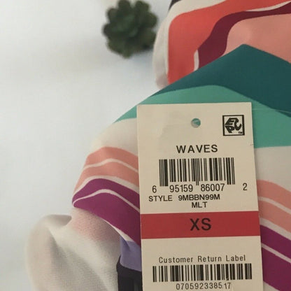 Bar III Waves Printe Strappy High Waist Bikini XSmall XS Bathing swimsuit Bottom