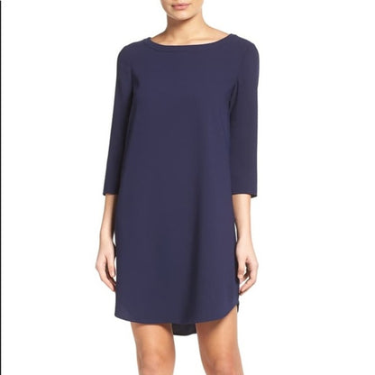 BB Dakota Jazlyn Crepe Navy Shift Dress Exposed Zipper Size Small Women's NEW