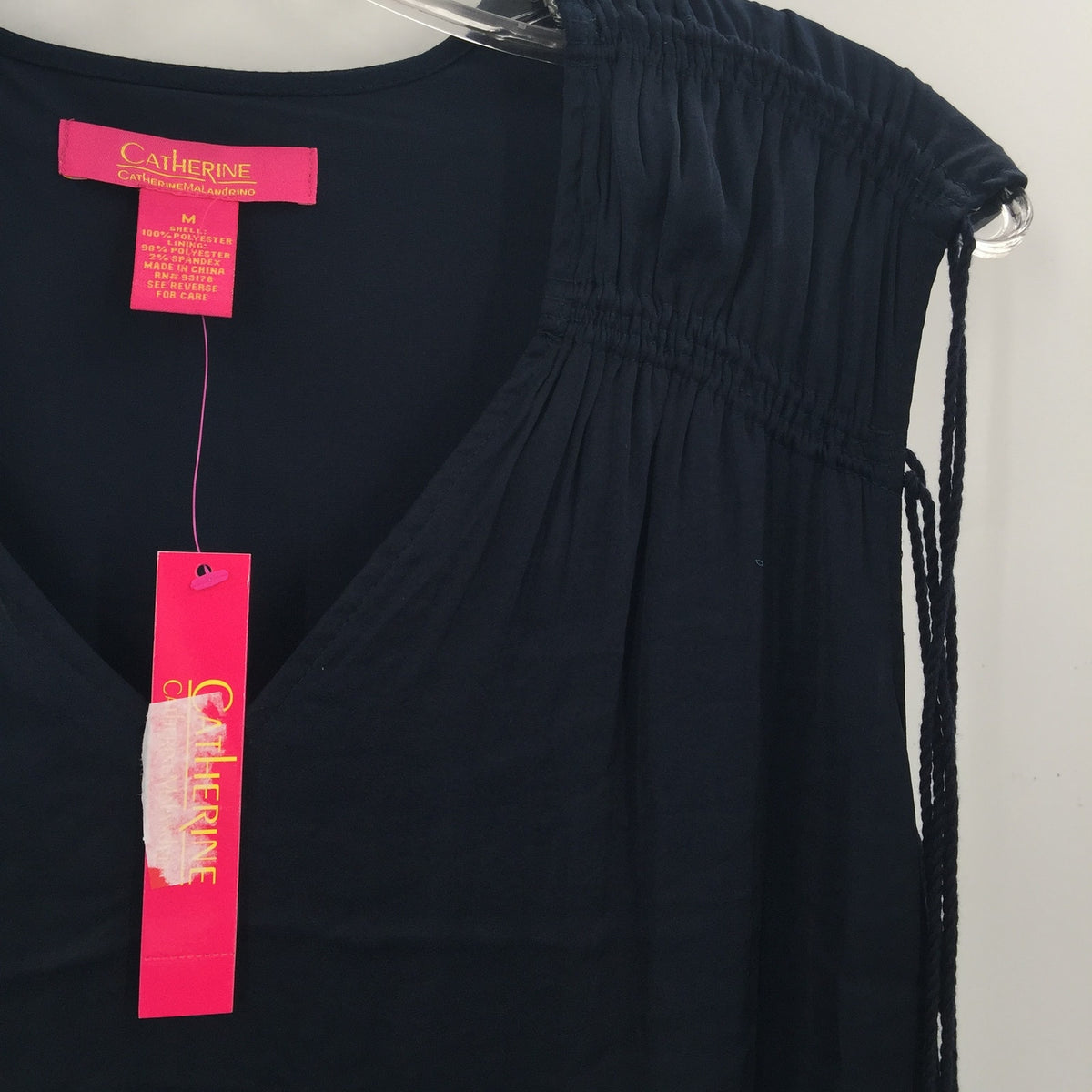 Catherine Malandrino Jules Mini Dress Tasseled Solid Dark Blue Size Medium NEW