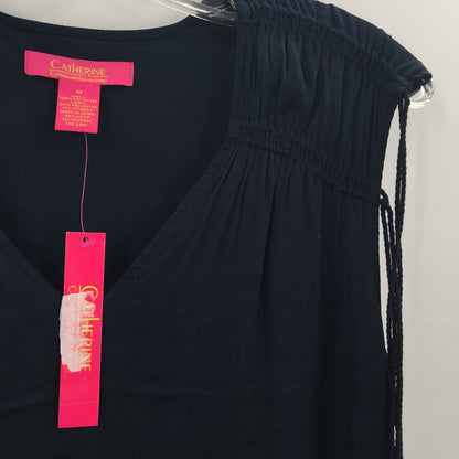 Catherine Malandrino Jules Mini Dress Tasseled Solid Dark Blue Size Medium NEW