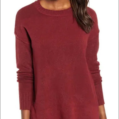 Caslon Red Cordovan Side Snap Tunic Sweater Size Small